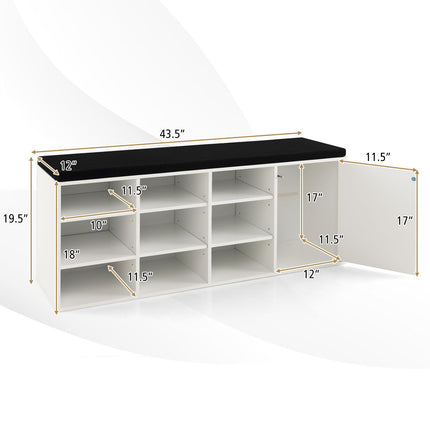 Dreamade Shoe Bench, 3 Tier 9 Cubes Storage Bench with Adjustable Shelves (Rustic Brown)