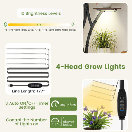 Dreamade Plant Stand Indoor with Grow Lights 8-Tier 58" Tall Corner Metal Plant Shelf