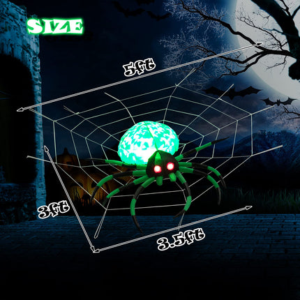 DREAMADE Giant Lighted Halloween Inflatable Spider with Detachable Cobweb
