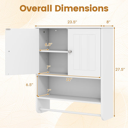 Dreamade Bathroom Wall Cabinet with Towel Bar & Adjustable Shelf