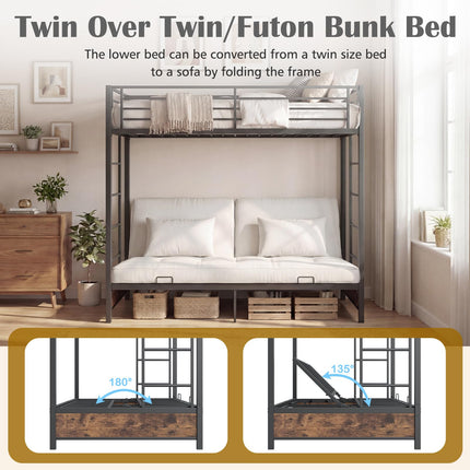Dreamade Twin Over Twin Futon Bunk Bed