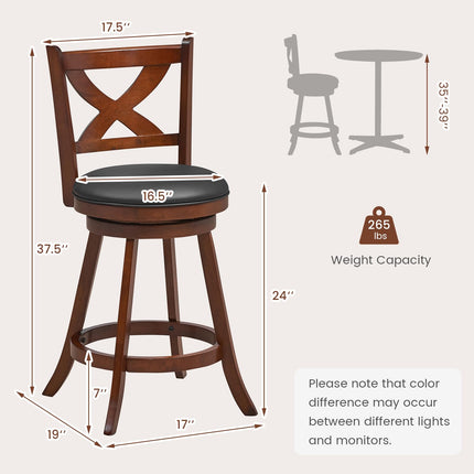 Dreamade Swivel Bar Stools Set of 2, Farmhouse Wooden Barstools with Back