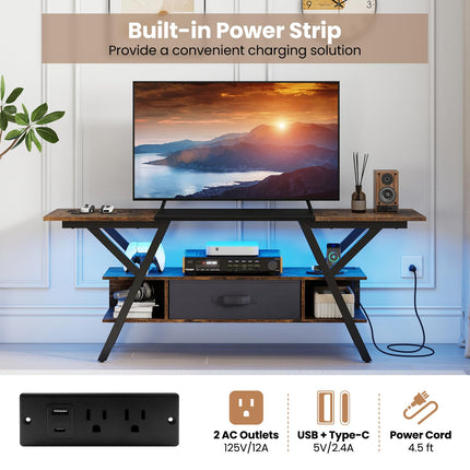 Dreamade TV Stand with Power Outlets for 55-65 Inch TV