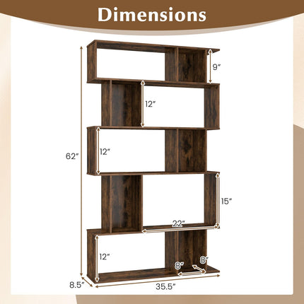Dreamade Geometric Bookshelf 5-Tier Bookcase with Open Shelves and Closed-back Cubes