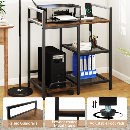 Dreamade 3-Tier Printer Stand with Charging Station