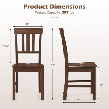 Dreamade Wooden Dining Chairs Set of 2/4 with Slat Back & Contoured Seat