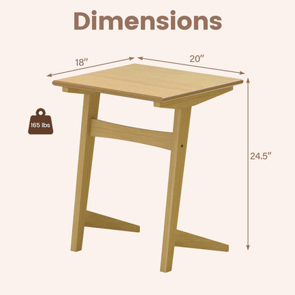 Dreamade C-Shaped Wooden End Table w/Solid Rubber Wood Frame