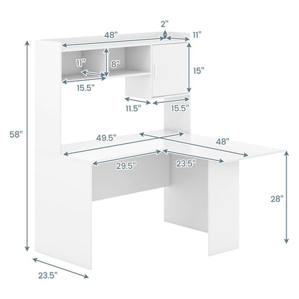 Dreamade L Shaped Desk with Hutch, Corner Computer Desk with Storage Shelf & Cabinet