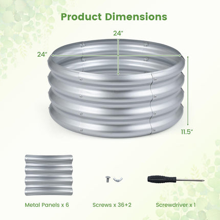 Dreamade Galvanized 2 x 2 x 1 FT Round Outdoor Planter Box with Open-Ended Base (1/2)