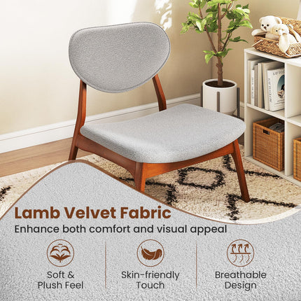 Dreamade Lamb Velvet Fabric Upholstered Living Room Chairs with Side Table