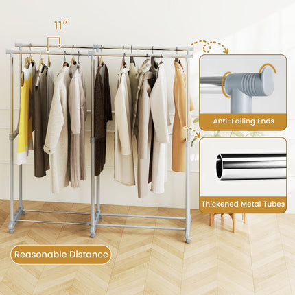Dreamade Portable Garment Clothin Rack with Adjustable Height & Width for Laundry