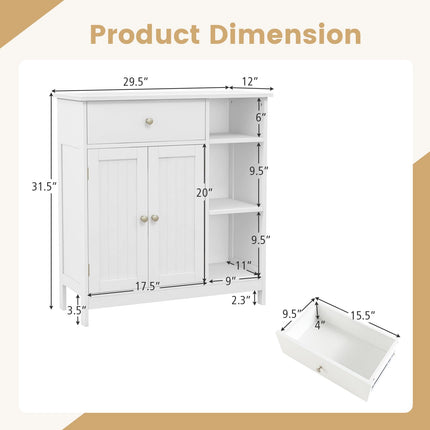 Dreamade Bathroom Storage Cabinet with Drawer - Floor Cabinet w/ 3 Open Shelves