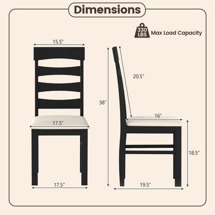 Dreamade Dining Chairs Set of 2/4 with Padded Seat & Rubber Wood Frame