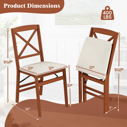 Dreamade Folding Dining Chairs Set of 2/4, Modern Kitchen Chairs w/Padded Seat & Cross Backrest