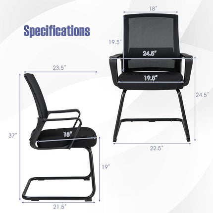 Dreamade Office Guest Chair, Office Guest Conference Chair w/Lumbar Support Ergonomic Backrest