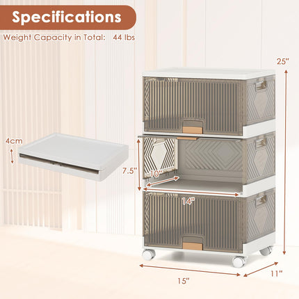 Dreamade 3 Tier Stackable Storage Bins with Lids 13.5 Gal Foldable Shoe Storage Box