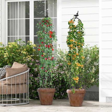 Dreamade 2-Pack Tomato Cages, 69” PE-Coated Metal Garden Obelisk Trellis for Climbing Plants