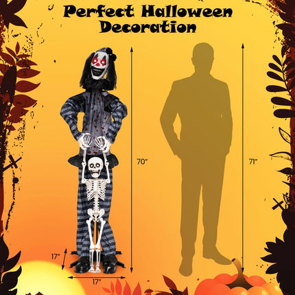 DREAMADE 5.8 FT Halloween Standing Clown with Skeleton Prop Decoration