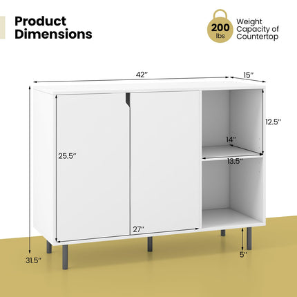 Dreamade Buffet Cabinet with Storage, Wooden Sideboard with 2-Door Cabinet, 2 Cubes