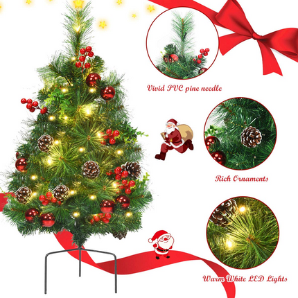 Dreamade Set of 2 Pathway Christmas Trees, 2FT Pre-Lit Artificial Xmas Trees - DreamadeUS
