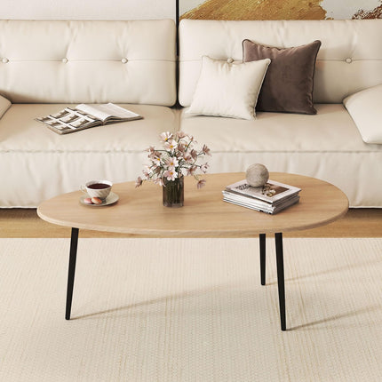 Dreamade Oval Mid Century Modern Coffee Table Sturdy Metal Frame and Compact Design