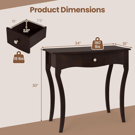 Dreamade Console Table with Drawer and Solid Wood Frame