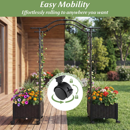 Dreamade Planter Boxes with Arch Trellis for Climbing Vines Vegetables Flowers