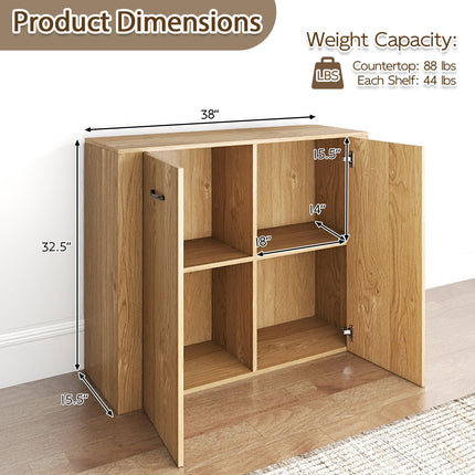 Dreamade 38" Modern Storage Cabinet with 2 Doors and 4 Cubic Shelves
