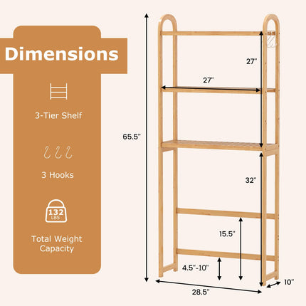 Dreamade Bamboo Over The Toilet Storage, 3-Tier Bathroom Toilet Shelf Rack