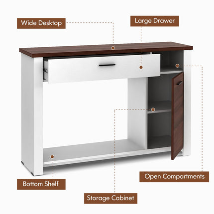 Dreamade Console Table 48 Inch Sofa Side Table with Drawer and Cabinet, Entryway Table