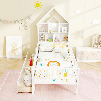 Dreamade Twin House Bed with 2 Storage Drawers