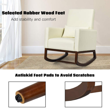 Dreamade Upholstered Rocking Chair, Modern High Back Armchair