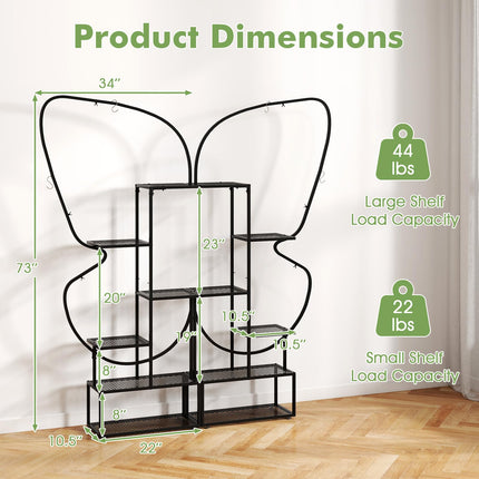 Dreamade 2 Pack 6-Tier Butterfly-Shaped Plant Stand Indoor