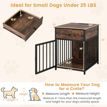 Dreamade Dog Crate End Table with Charging Station