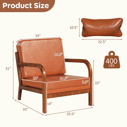 Dreamade Mid-Century Modern Accent Chair with Lumbar Pillow