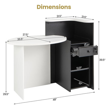 Dreamade Front Counter Desk with Lockable Drawer