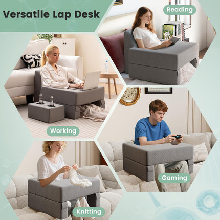 Dreamade Reading Pillow for Gaming Extra Large Lap Desk for Laptop with Back Arm Rest & Cup Holder for Adult