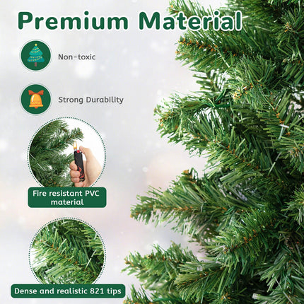 Dreamade Pre-Lit Artificial Christmas Tree, Hinged Xmas Tree with 821 Branch Tips