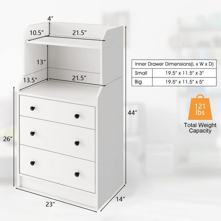 Dreamade 3 Drawers Dresser for Bedroom - Modern Storage Dresser Chest of Drawers with 2 Shelves, 3 Pull-Out Drawers
