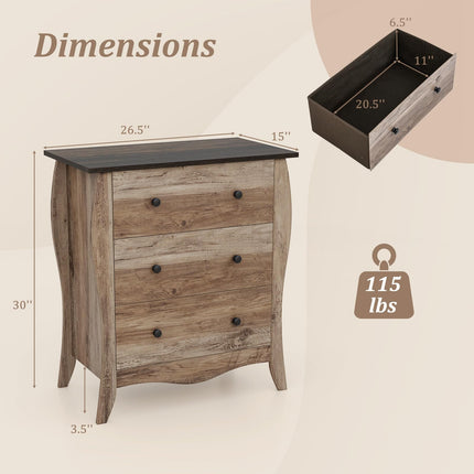 Dreamade Storage Cabinet with Foldable & Detachable Fabric Drawers, Anti-Tipping Kit, 26.5” x 15” x 30” Farmhouse Floor Cabinet