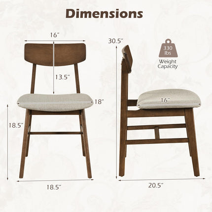 Dreamade Solid Rubber Wood Dining Room Chairs with Curved Backrest
