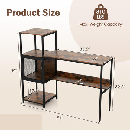 Dreamade Modern Computer Workstation Home Office Desk with Storage Cabinet and Shelves
