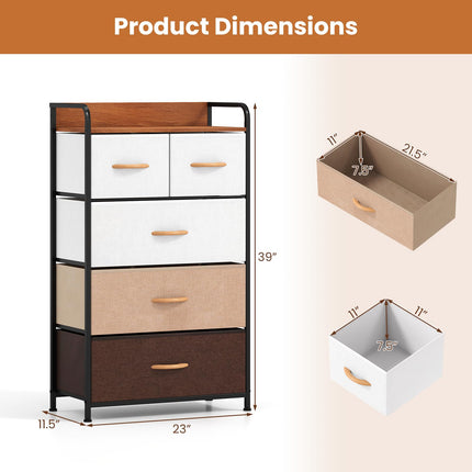 Dreamade 5-Drawer Fabric Dresser with Removable Fabric Bins