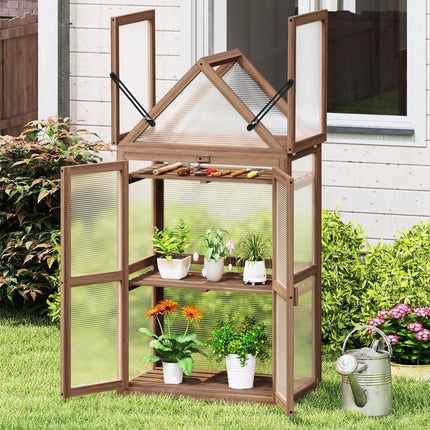 Dreamade Garden Cold Frame Mini Greenhouse Storage Shelves