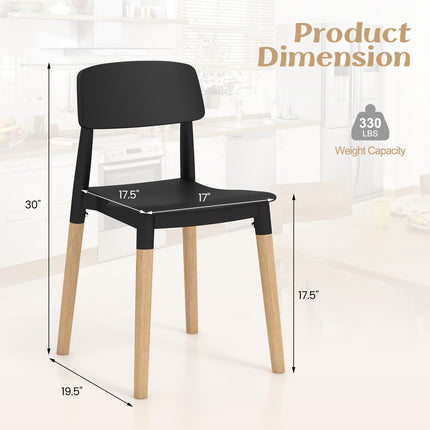 Dreamade Wooden Dining Chairs Set of 4, Modern Dining Side Chairs Set w/Ergonomic Backrest, Wide Seat & Sturdy Wooden Legs