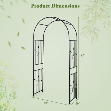 Dreamade 87" Decorative Metal Garden Arbor Arch Trellis for Climbing Plants