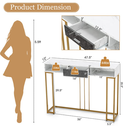Dreamade Console Table with Drawer - Sofa Side Table with Anti-Toppling Device & Adjustable Foot Pads