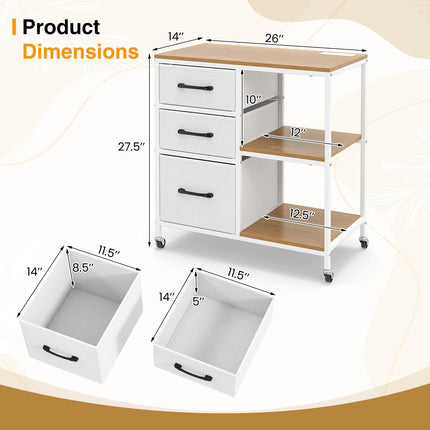 Dreamade 3 Drawer Mobile File Cabinet with Charging Station