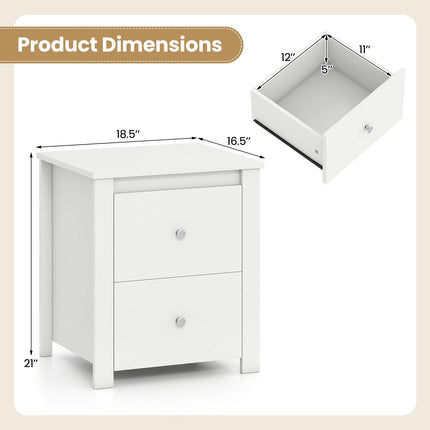 Dreamade 21" Wooden Nightstand with 2 Drawers (1/2)