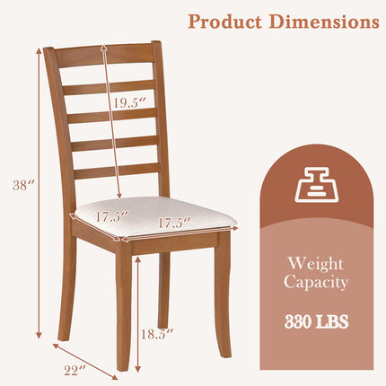 Dreamade Wooden Dining Chair Set of 2 or 4 w/Rubber Wood Legs High Slatted Backrest
